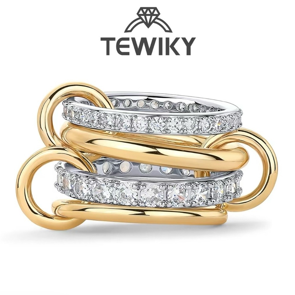 TEWIKY Interlocked Stackable Rings for Women size 8,viral Multi Ring BNWT in box